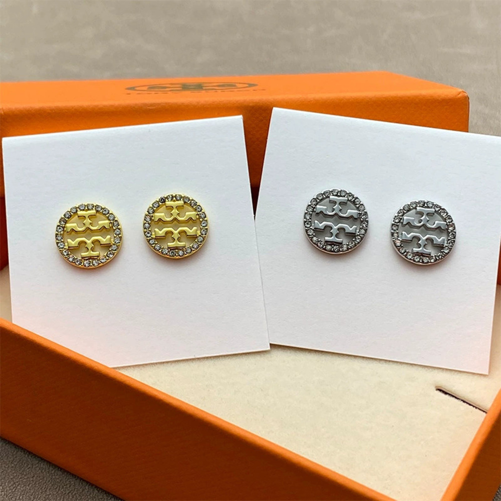 Tory Burch Hollow Double Gold Plated Copper Round Earrings